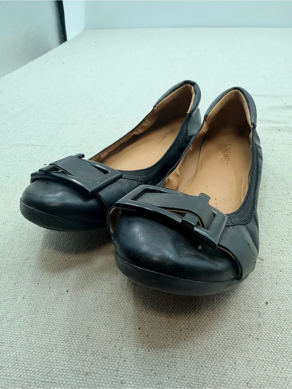 Nine West Black Buckle Ballet Flats